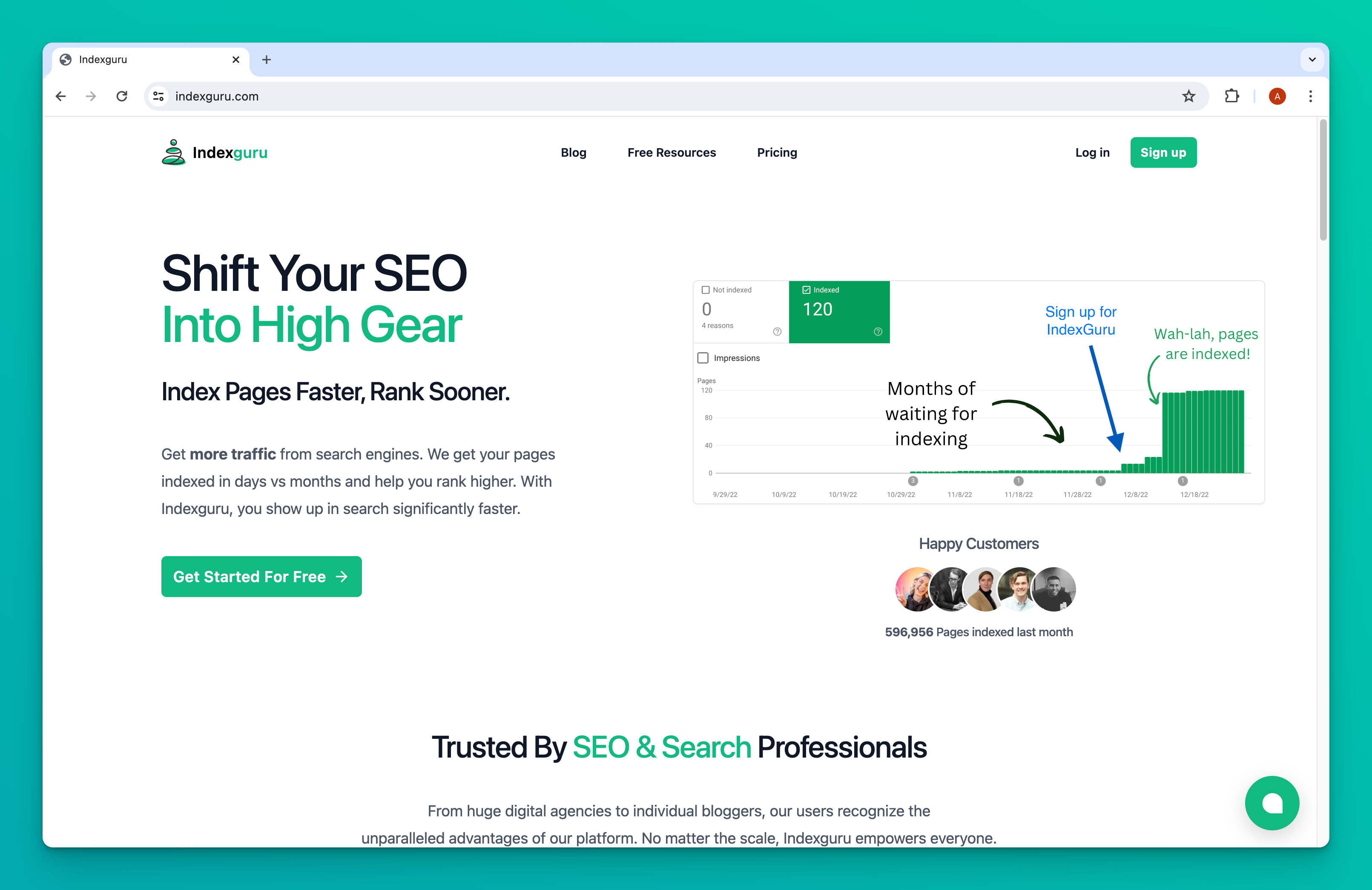 Indexguru landing page